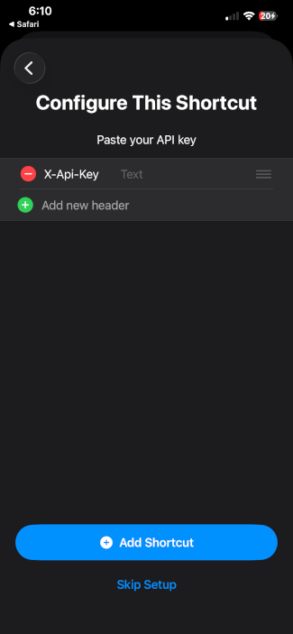 Set API key