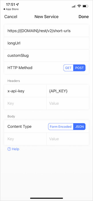 Short Menu for iOS POST shortening