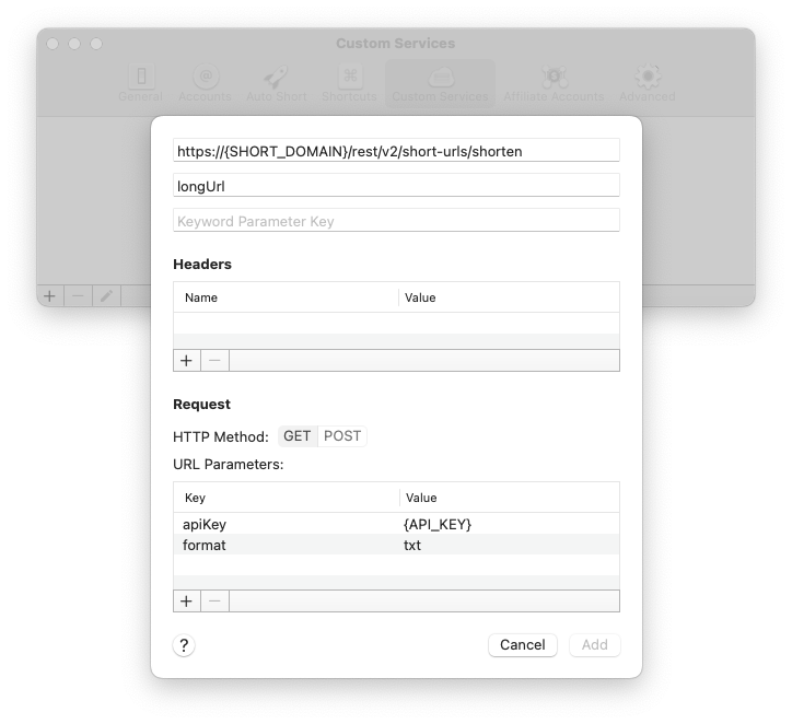 Short Menu for Mac GET shortening