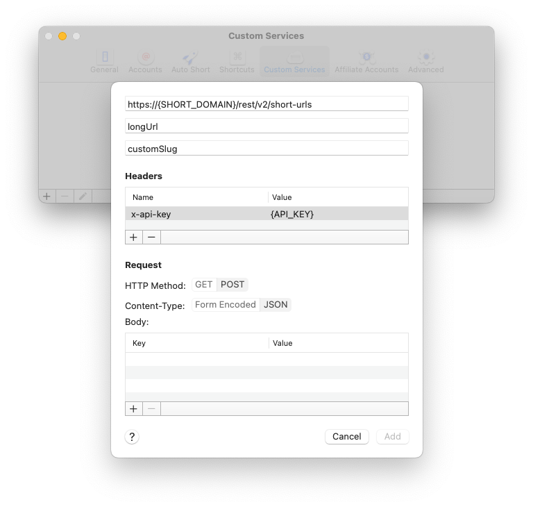 Short Menu for Mac POST shortening